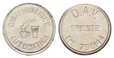 Италия жетон для выдачи напитков - кофе диаметр 24 мм, вес 6,8 гр нержавеющая сталь 4670-952