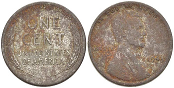 США 1 цент 1943 Авраам Линкольн KM 132а сталь плакированная цинком 218-915