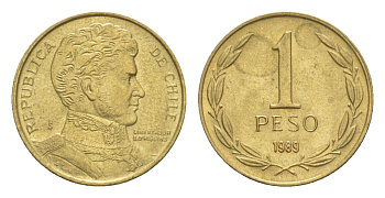 Чили 1 песо 1989 KM 216 алюминиевая бронза UNC 4636-433