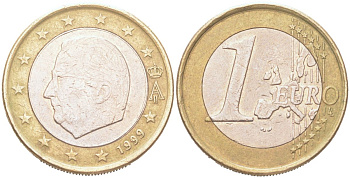 Бельгия 1 евро 1999 KM 230 биметалл 4126-427