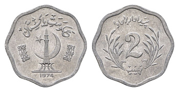 Пакистан 2 пайса 1974 KM 34 алюминий UNC 4627-115
