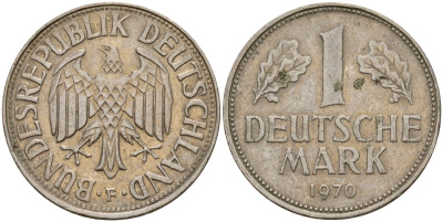 ФРГ 1 марка 1970 F KM 110, J. 385 медно-никель 4159-1115