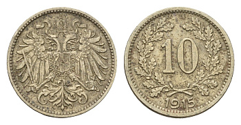 Австрия 10 геллеров 1915 Франц Иосиф I (1848-1916) KM 2822 медь цинк никель 4674-413