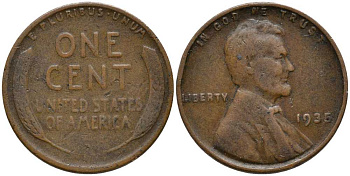 США 1 ЦЕНТ 1935 ЛИНКОЛЬН KM 132 бронза 112-629