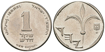 Израиль 1 новый шекель 1985 JE 5745 KM 160 медно-никель aUNC 4609-117