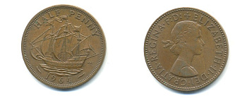 Великобритания 1/2 пенни 1964 Елизавета II (1952-2022) KM 896, Spink 4158 бронза 59-1212