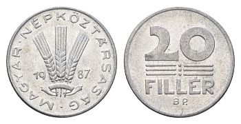 Венгрия 20 филлеров 1987 BP KM 573 алюминий 4664-1239