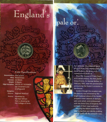 Великобритания 1 фунт 1997 Елизавета II (1952-2022), в оригинальном буклете KM 975, Spink 4340 никель латунь BUNC 00-00