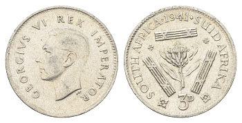 ЮАР 3 пенса 1941 Георг VI (1936-1952) KM 26 серебро 4392-256