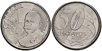 Бразилия 50 сентаво 2008 KM 651a нержавеющая сталь 216-1153