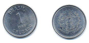 Бразилия 1 крузадо 1988 KM 605 нержавеющая сталь 76-734