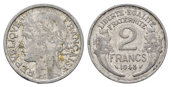 Франция 2 франка 1948 KM 886a алюминий 4673-1145