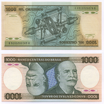 БРАЗИЛИЯ 1000 КРУЗЕЙРО 1984 ПОДПИСЬ 21, БАРАО ДО РИО БРАНКО Pick 201b бумага UNC (ПРЕСС) 7457-41-2-1