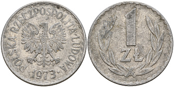 Польша 1 злотый 1973 MW KM 49.1 алюминий    4187-422