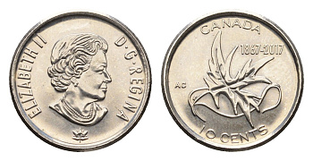 Канада 10 центов 2017 150 лет Конфедерации Канада - Крылья мира KM 2293 сталь плакированная никелем UNC 179-414