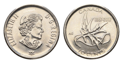 Канада 10 центов 2017 150 лет Конфедерации Канада - Крылья мира KM 2293 сталь плакированная никелем UNC 179-414