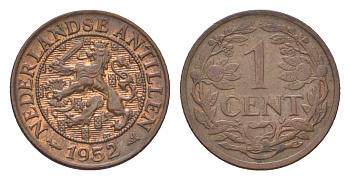 Нидерландские Антильские острова (Нидерландские Антилы) 1 цент 1952 KM 1 бронза UNC 4623-841