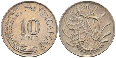 Сингапур 10 центов 1981  KM 3 медно-никель 4594-1062