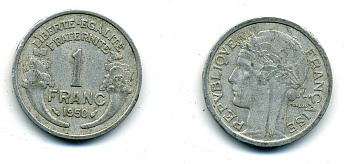 ФРАНЦИЯ 1 ФРАНК 1950 KM 885а.1 алюминий 84-516