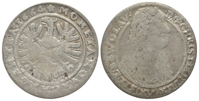 Силезия-Легница-Бжег 15 крейцеров 1664 Кристиан (1639-1673) серебро 413-1614