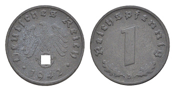 Германия 1 рейхспфенниг 1942 D KM 97, J. 369 цинк 4647-821