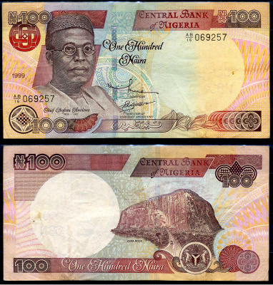 Нигерия 100 найра 1999 Обафеми Аволово, гора Зума Ро Pick 28 b бумага 8592-45-3-2