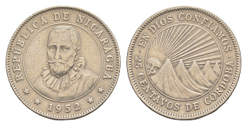 Никарагуа 25 сентаво 1952 KM 18.1 медно-никель 4641-242