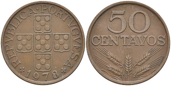 Португалия 50 сентаво 1978 KM 596 бронза 219-931