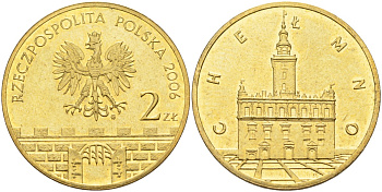 Польша 2 злотых 2006 MW, серия польские города, Хелмно KM 545 латунь 4586-1215