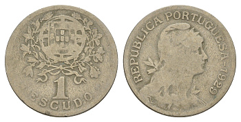 Португалия 1 эскудо 1929 KM 578 никель латунь 4654-251