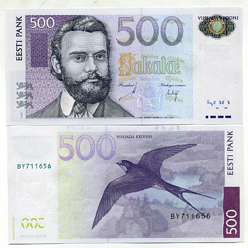 Эстония 500 крон 2007 Pick 89, Сергеев 27 бумага UNC (пресс) 000-00-00