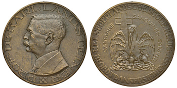 НИДЕРЛАНДЫ МЕДАЛЬ ND ПРОФЕССОР ДОКТОР КАРЛ ЛАНКАСТЕР, НИДЕРЛАНДСКИЙ КРАСНЫЙ КРЕСТ ДИАМЕТР 40 ММ бронза 71-1311