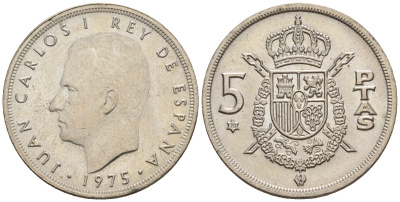 Испания 5 песет 1975 (79) Хуан Карлос I (1975-2014) KM 807 медно-никель 259-347