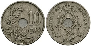 Бельгия 10 сантимов 1927 Belgique KM 85 медно-никель 4172-1022