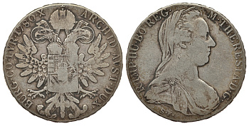 Австрия 1 талер 1780 SF, Мария Терезия, официальный рестрайк KM Т1 серебро 413-333