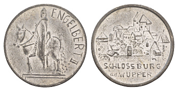 Германия медаль "Замок Бург, Энгельберт II" диаметр 24,5 мм, вес 5,3 гр олово 4656-612