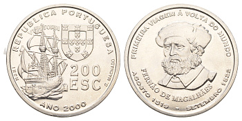 Португалия 200 эскудо 2000 Фернан Магеллан KM 731 медно-никель UNC 4677-632