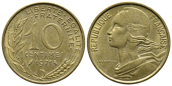ФРАНЦИЯ 10 САНТИМОВ 1971 ТИП MARIANNE KM 929 медь алюминий никель 93-1324