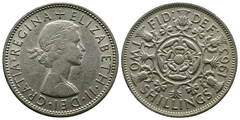 Великобритания 2 шиллинга (флорин) 1963 Елизавета II (1952-2022) KM 906, Spink 4146 медно-никель 4382-423