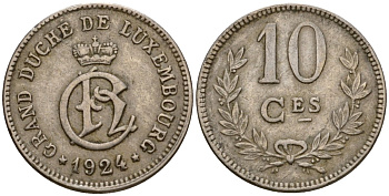Люксембург 10 сантимов 1924 Шарлотта (1918-1964) KM 34 медно-никель 4584-646