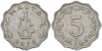 Мальта 5 милей 1972 KM 7 алюминий 183-1236
