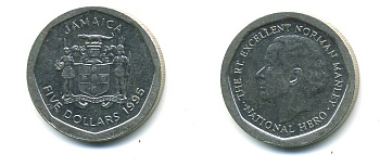 ЯМАЙКА 5 ДОЛЛАРОВ 1995 KM 163 сталь 4364-1047