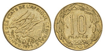 Центральная Африка (BEAC) 10 франков 1975 KM 9 медь алюминий никель 4678-1012