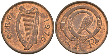 Ирландия 1/2 пенни 1976 птичка KM 19 бронза 192-1024