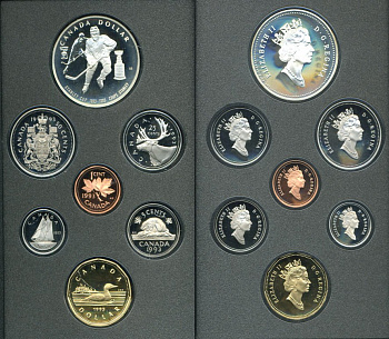 КАНАДА НАБОР ИЗ 7 МОНЕТ 1993 В ОРИГИНАЛЬНОЙ УПАКОВКЕ С СЕРТИФИКАТОМ PROOF 5-5-14