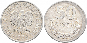 ПОЛЬША 50 ГРОШЕЙ 1978 MW KM 48.1 алюминий 68-353