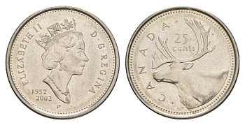 Канада 25 центов 2002 День Канады KM 448 сталь плакированная никелем 4631-712