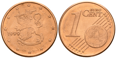 Финляндия 1 евроцент 1999  KM 98 сталь плакированная медью  UNC  4189-211