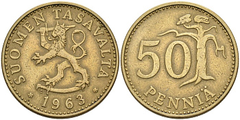 Финляндия 50 пенни 1963 s KM 48 алюминиевая бронза 4571-812