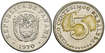 Панама 5 сентесимо 1970  KM 23.2 медно-никель    4610-332